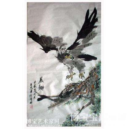 展翅 国画老鹰 黄半山作品 类别: 国画老鹰